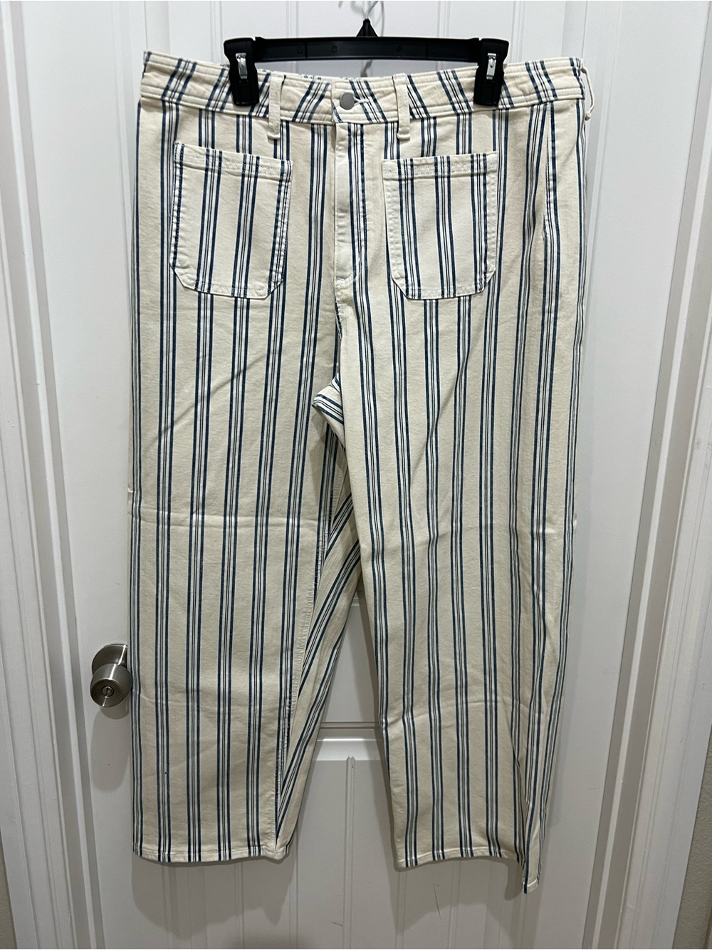 Universal Thread Cream and Blue Striped Straight Leg Jeans